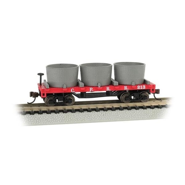 Bachmann Industries Bachmann BAC15552 Central Pacific Water Gondola Old-Time Wood Tank Train Car with 3 Tanks BAC15552